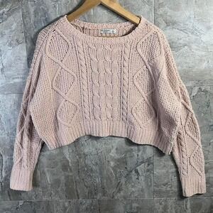 Cream Arizona Jean Co. cable knit cropped sweater Woman's Small #croppedknit